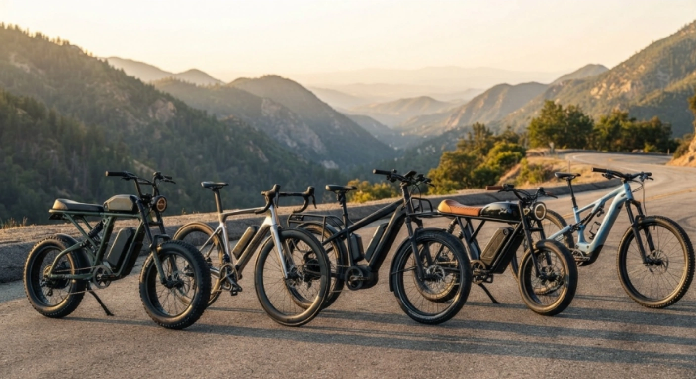 Lineup of high-performance electric bikes and top Segway Xyber alternatives parked outdoors.